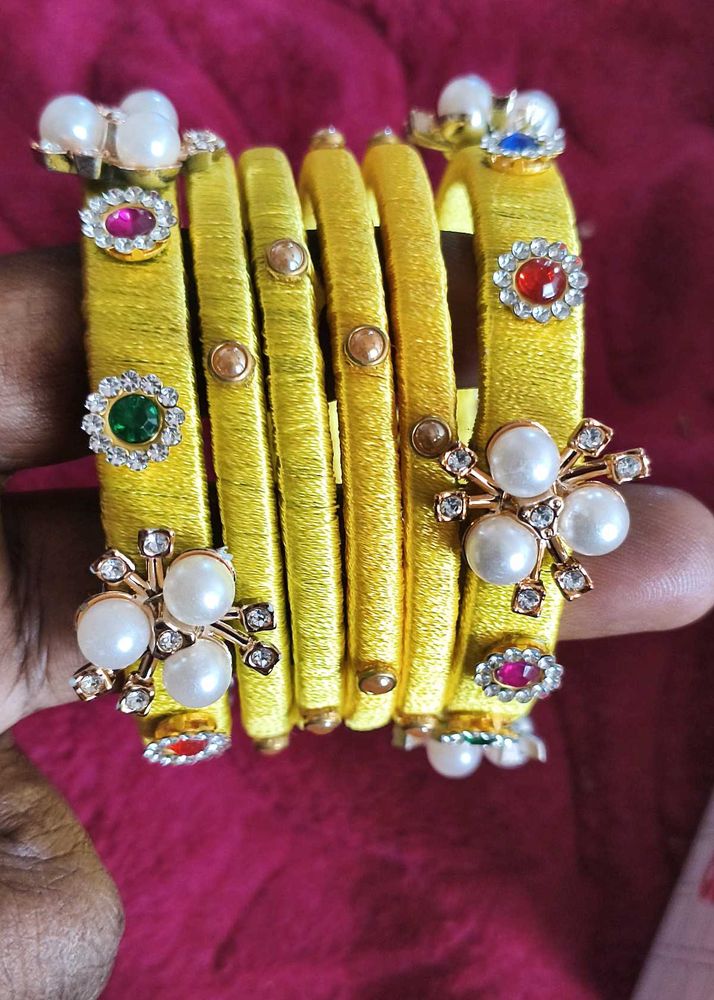 silk thread bangles combo set of 6