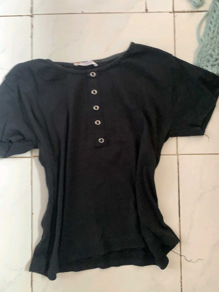 Black Henley Top