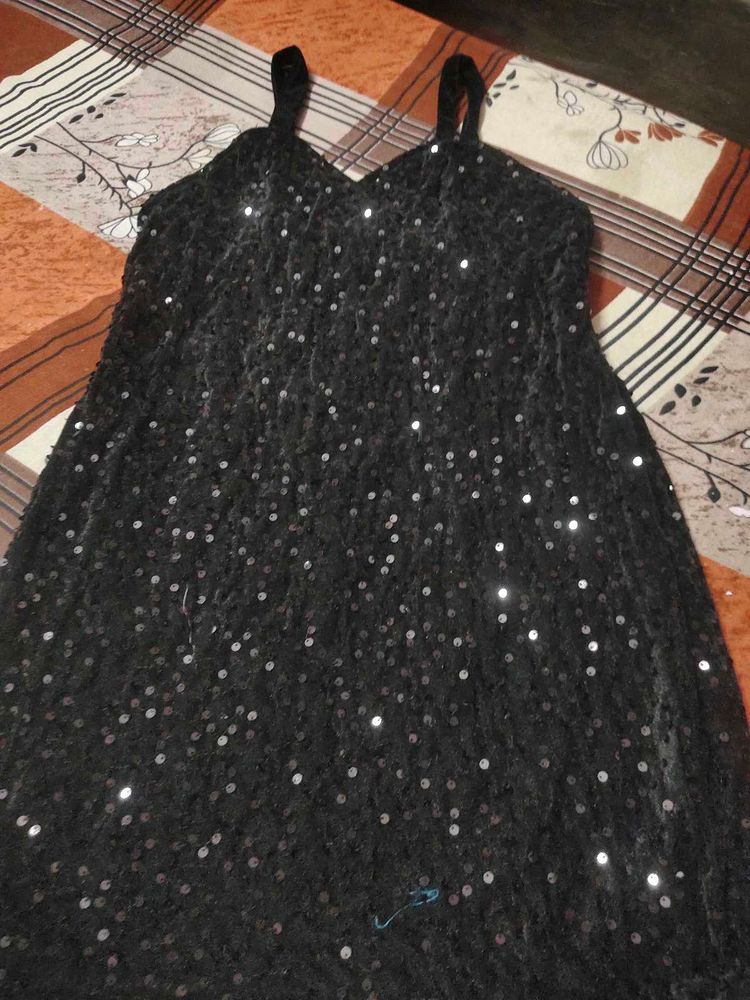 Sparkly Black Spaghetti Strap Dress