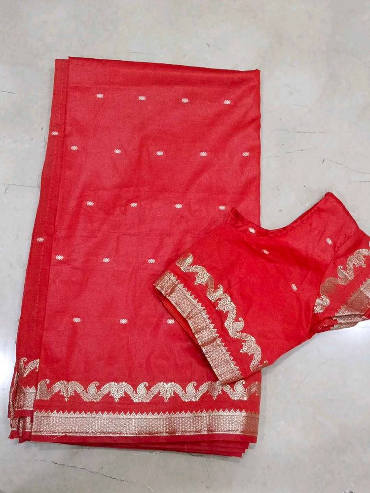 red silk saree