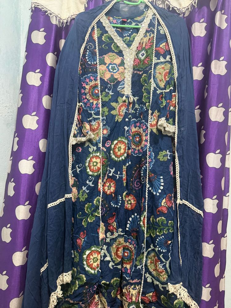 Blue Floral Kurta Set