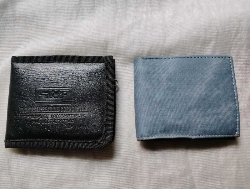 Two Wallets - Black SKF &amp; Blue Fabric