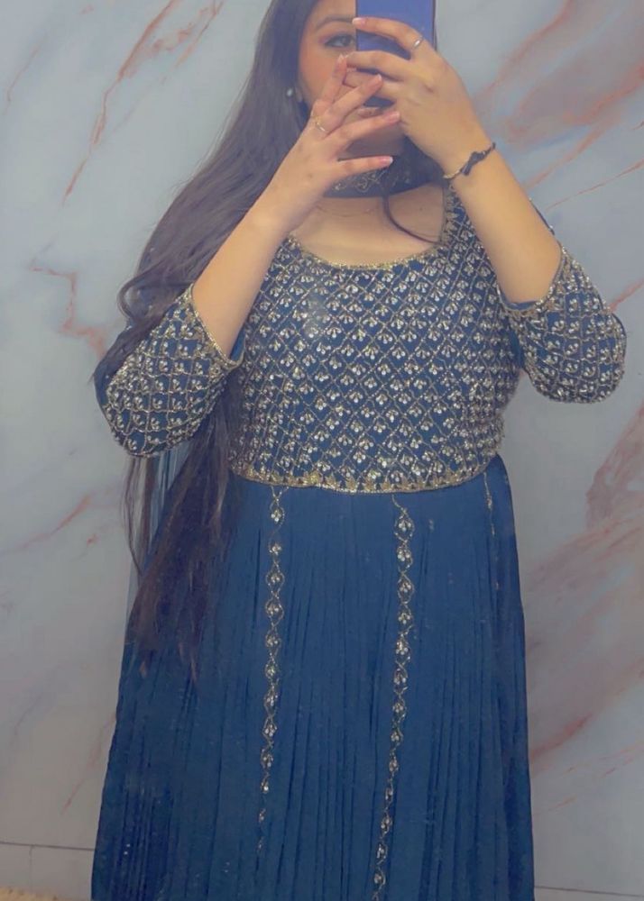 Blue Embroidered Gown