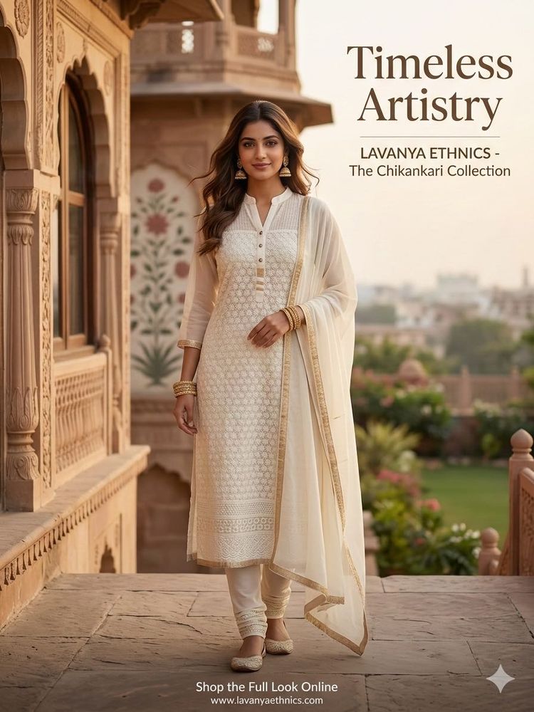 Elegant Cream Chikankari Kurta