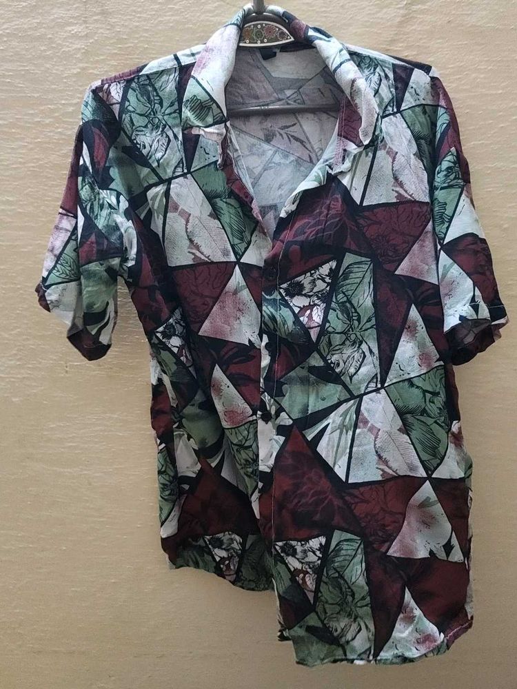 Unique Geometric Print Short Sleeve Shirt