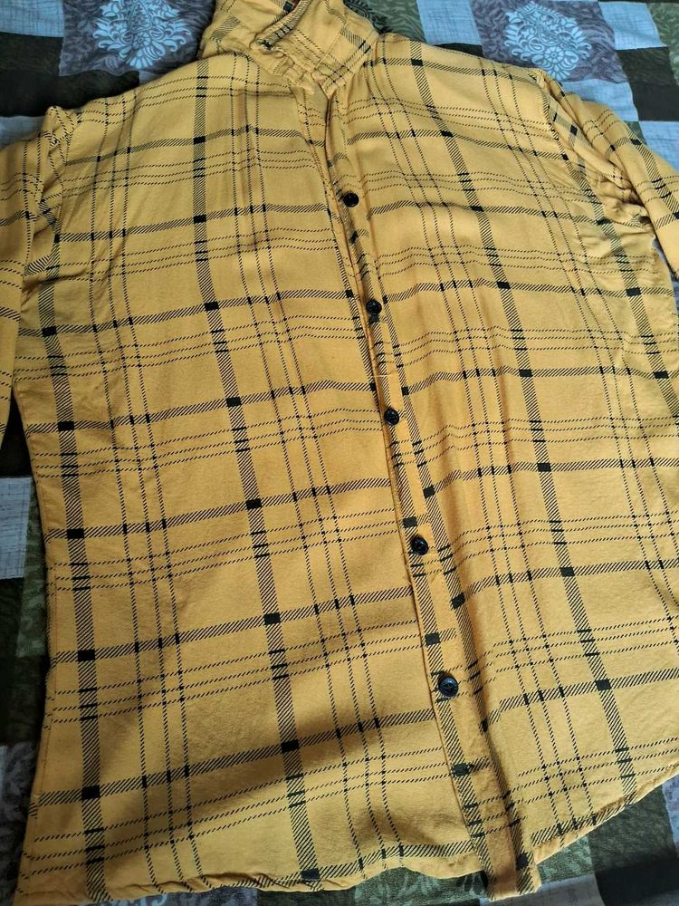 Yellow Plaid women Shirt