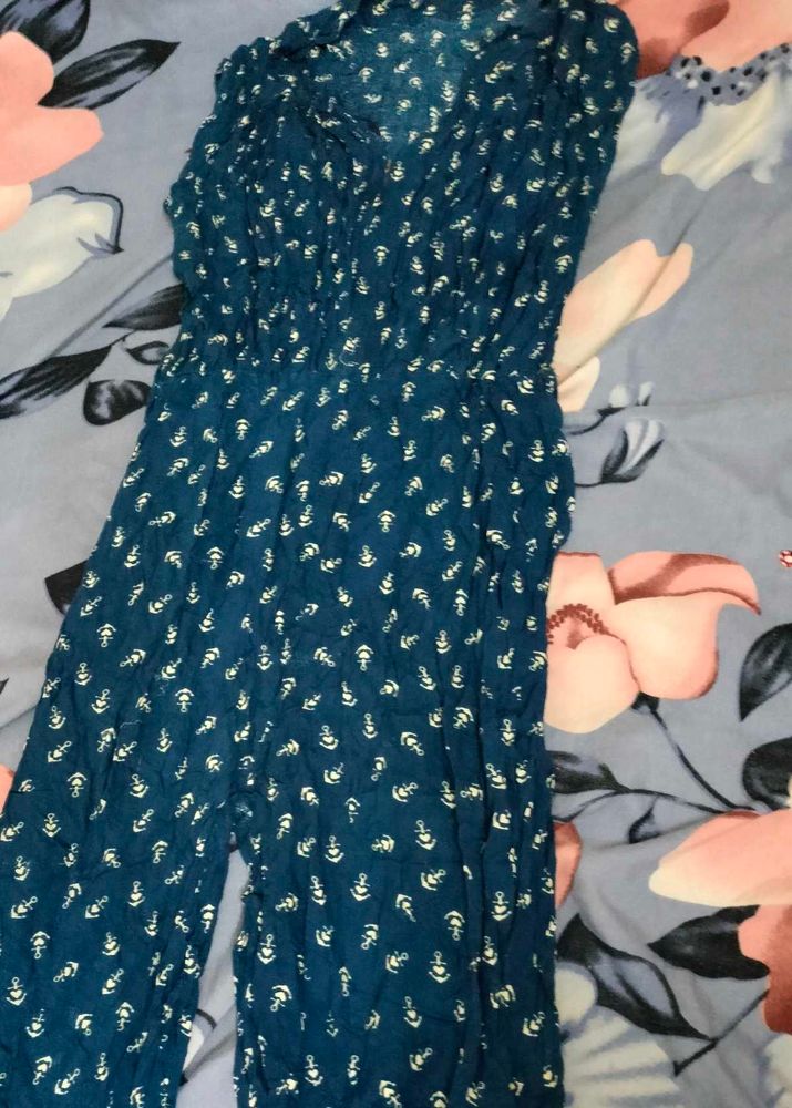 Chic Blue Printed Jumpsuit
