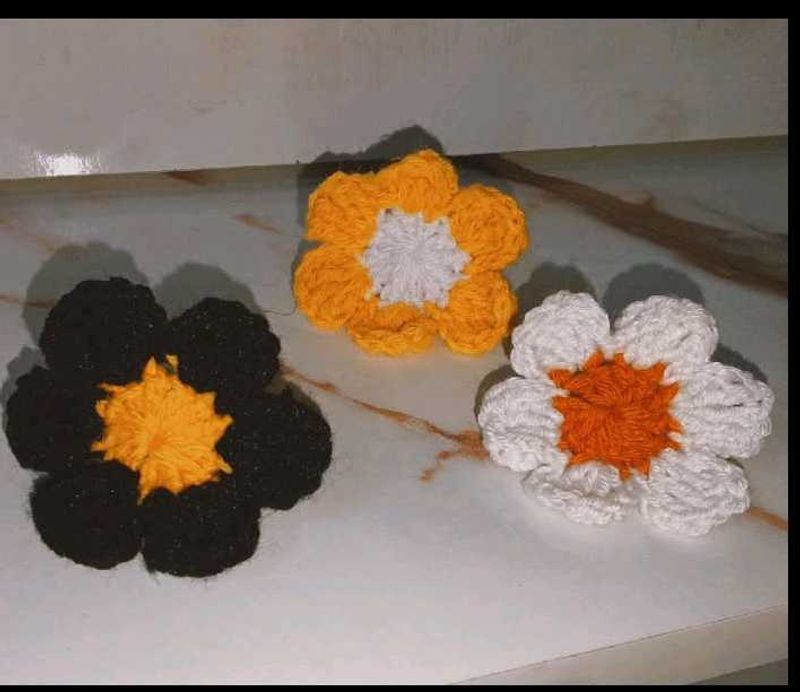 Handmade Crochet Flower rubber (Set of 3)