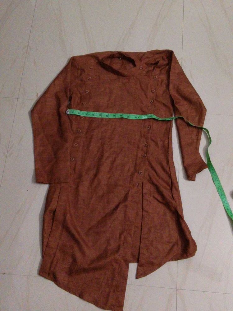 Brown Kurta with Button Detail