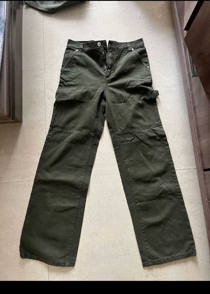 Mango Olive Green Cargo Pants