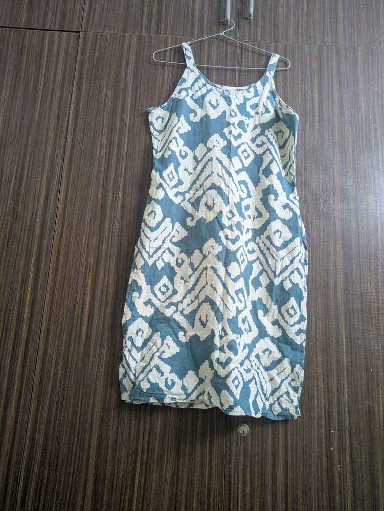 Blue &amp; White Printed Dress