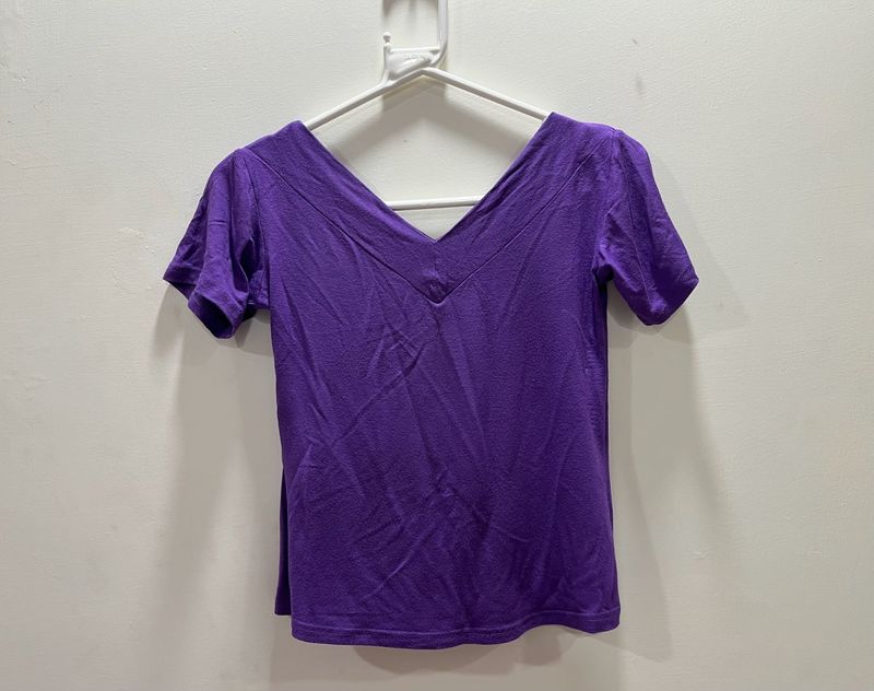 Purple 2000s coded V-Neck Top