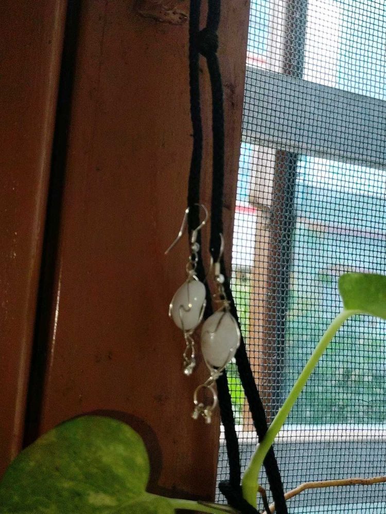 Handmade White Stone Earrings