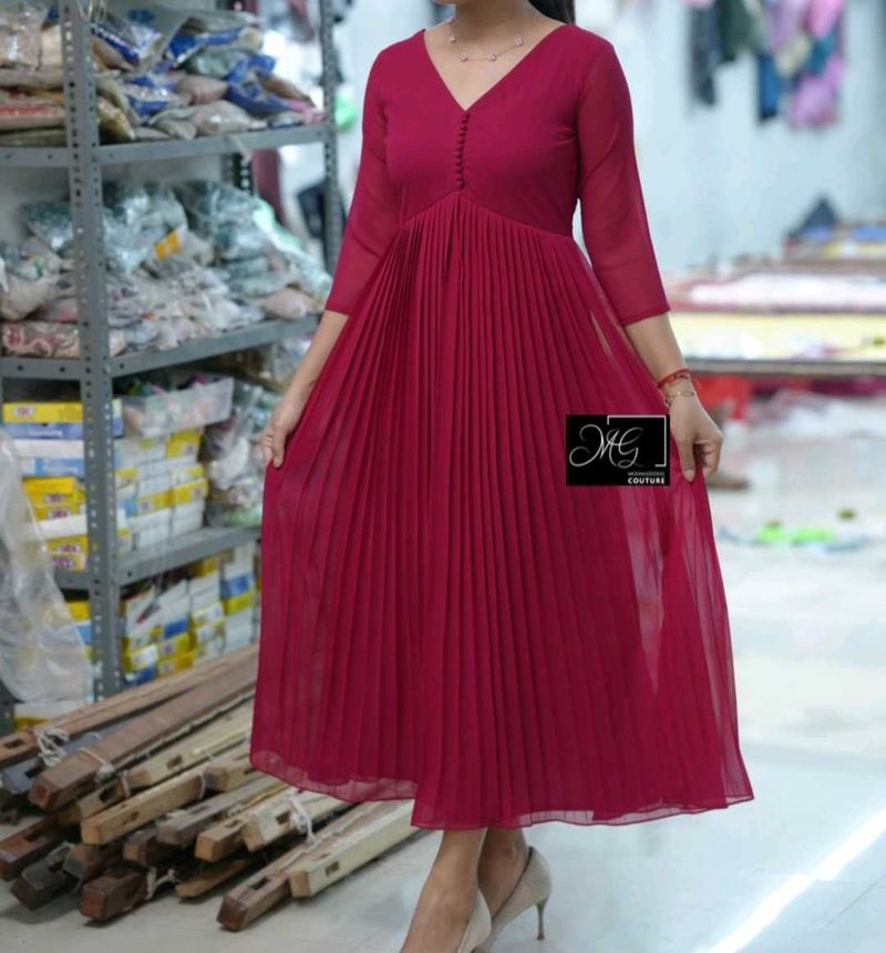 Elegant Pleated pink Ethnic Kurta