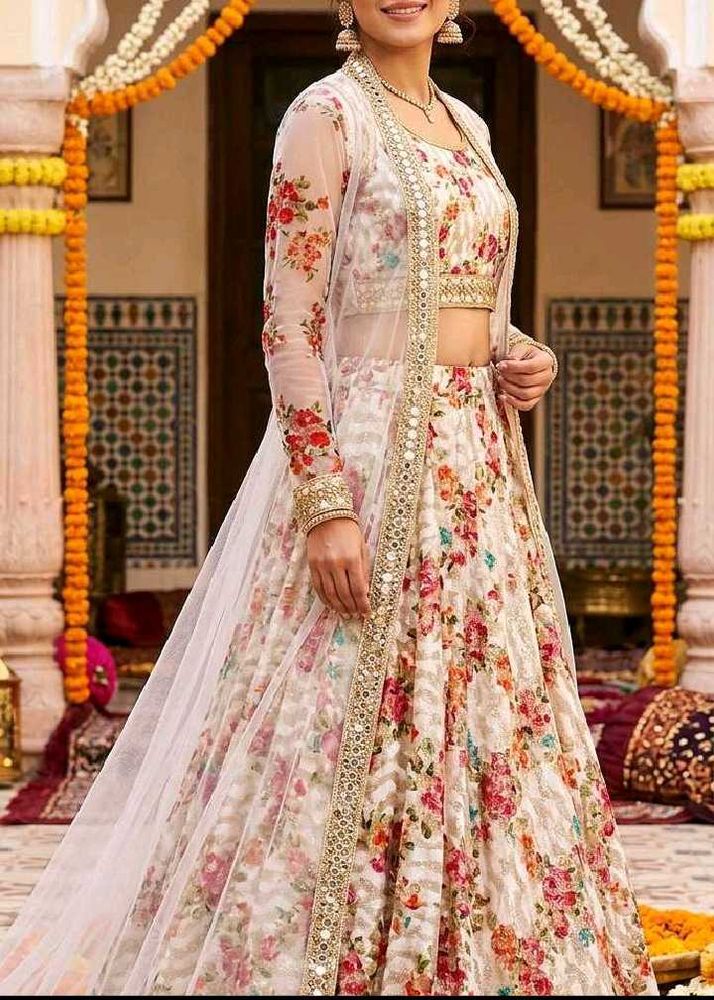 Floral Print Lehenga Choli Set