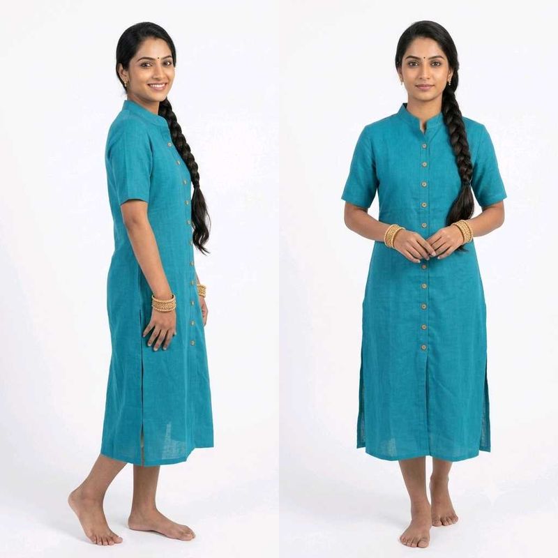Teal Blue Mandarin Neck Kurta Xxl size