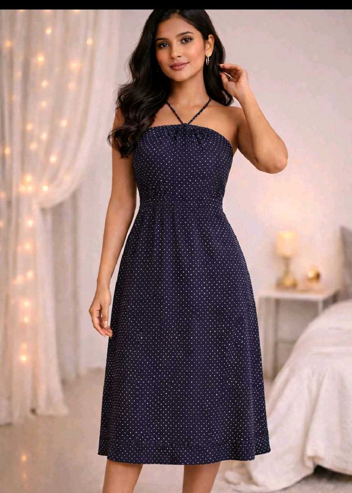 blue neck dress