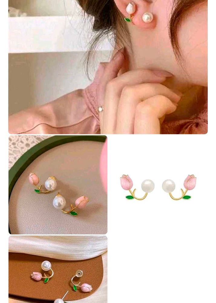 Cute Tulip Pearl Earrings