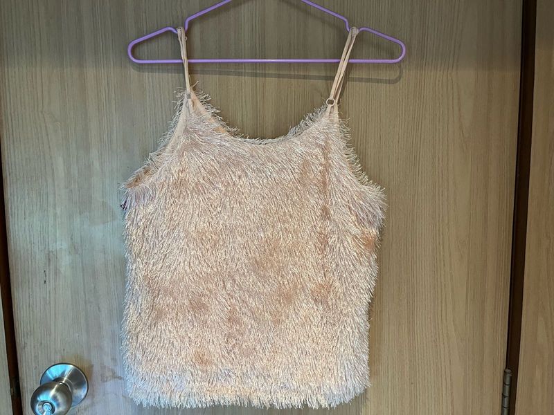 Fuzzy Baby-Pink Camisole Top