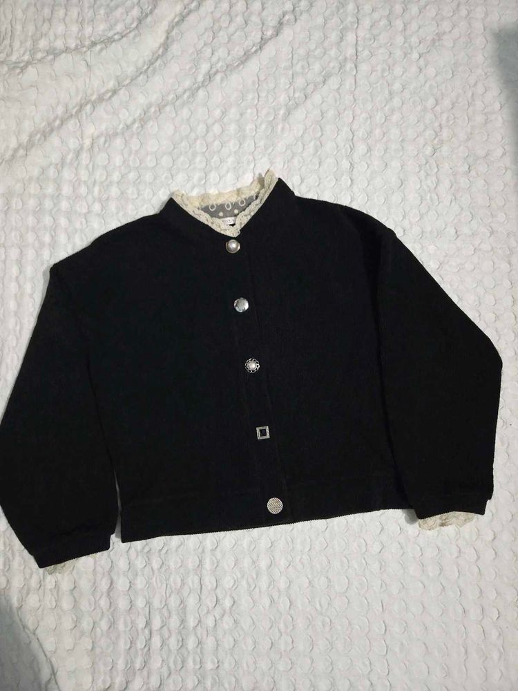 Black Lace Trim cardigan