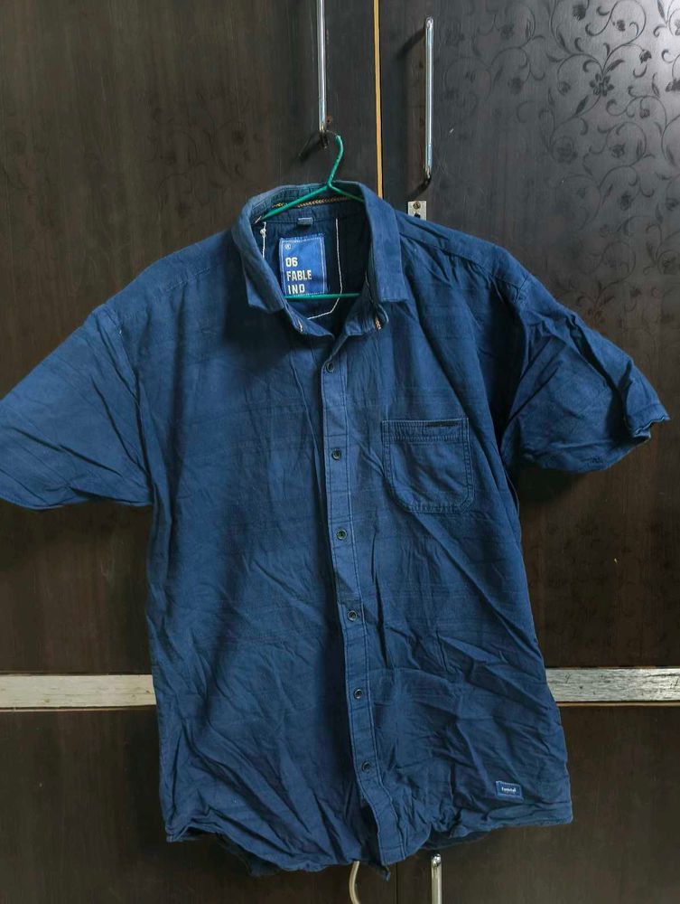 Men's Blue Short Sleeve Shirt