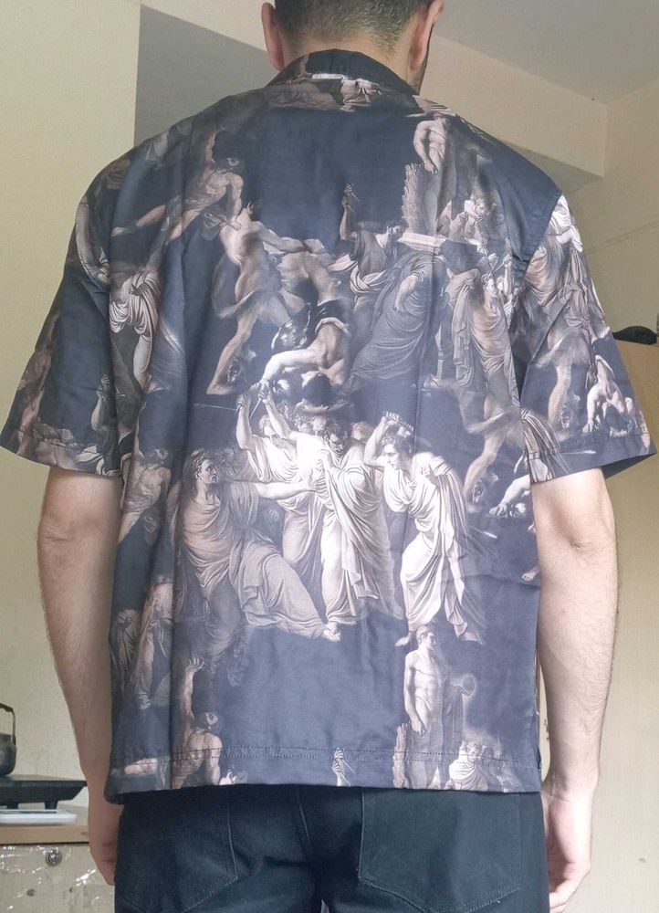 Art Print Button-Down Shirt 40 -42