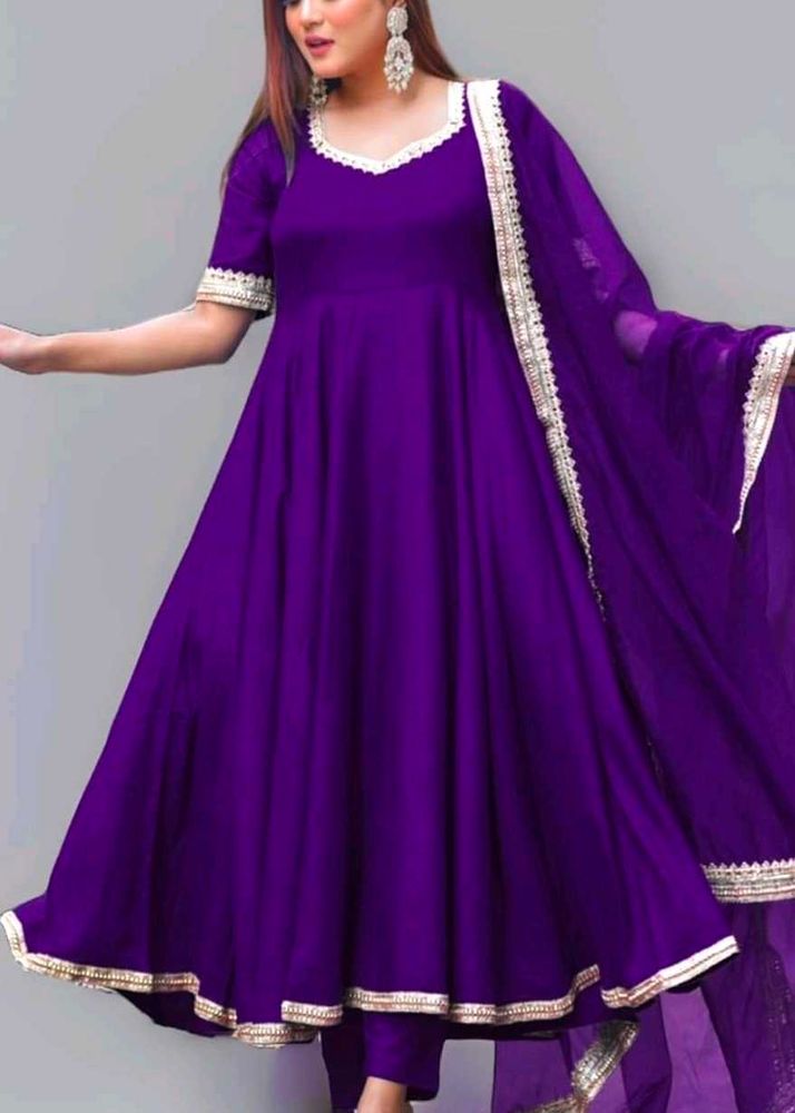 GoSriKi Women's Rayon Blend Anarkali Solid Kurta w