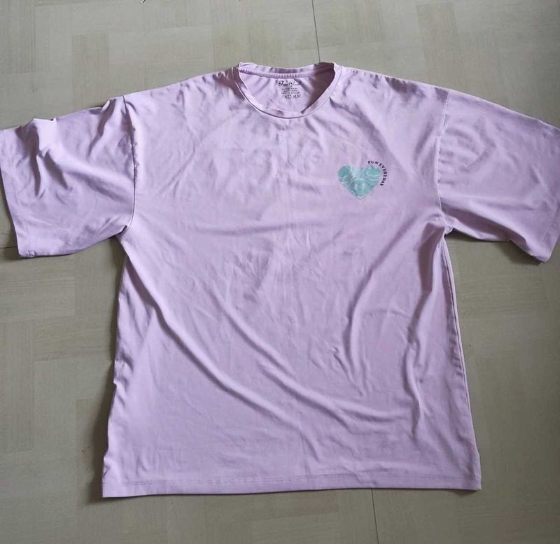 Lilac Graphic Print Oversized T-Shirt