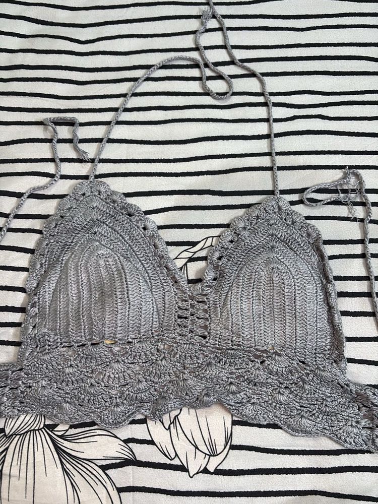 Crochet Halter Neck Bra Top