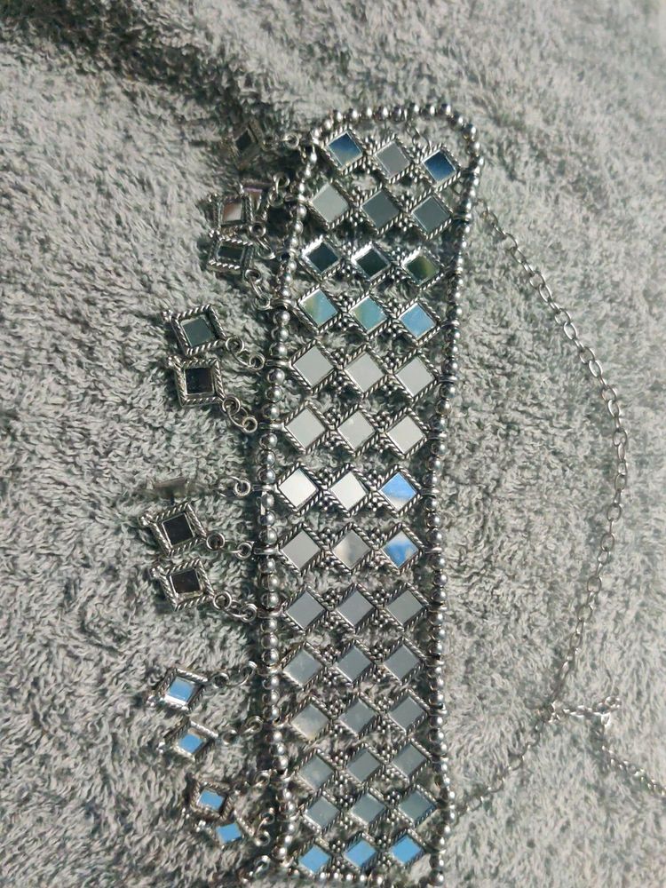 Oxidised Mirror Necklace