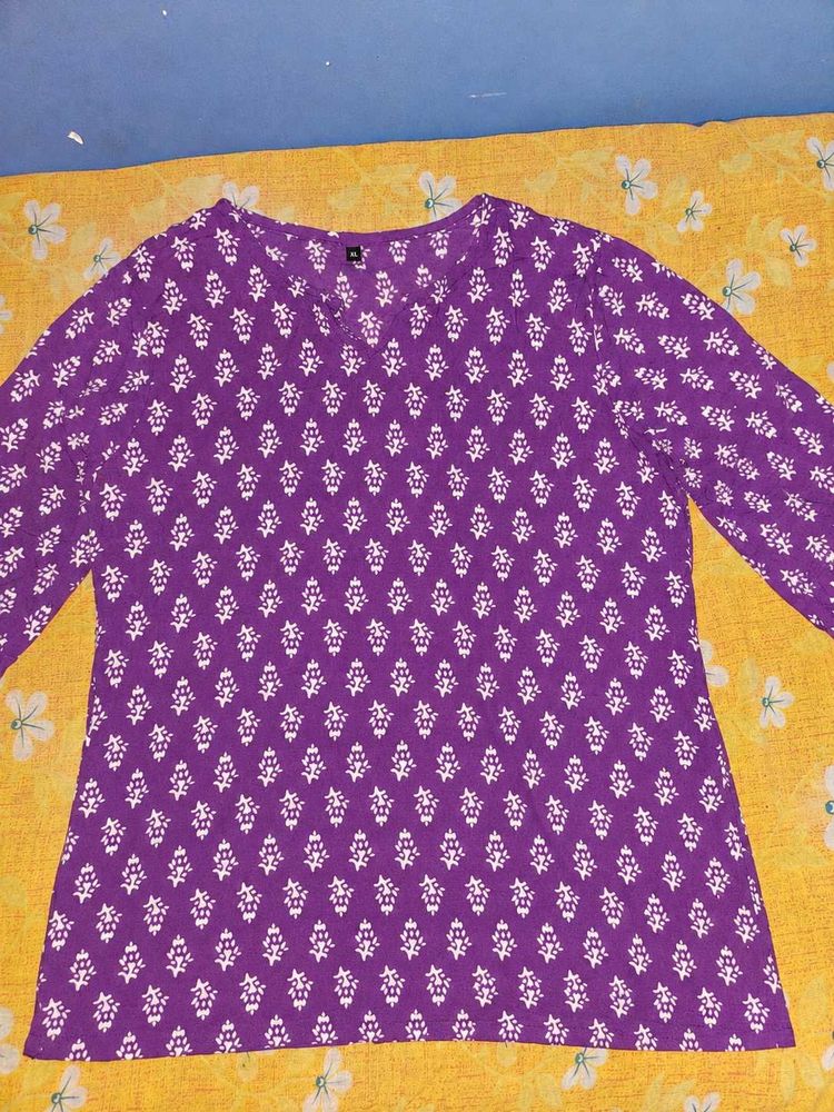 Purple Kurta with White Print