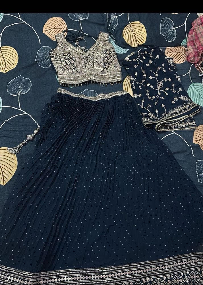 Elegant Navy Blue Lehenga Choli