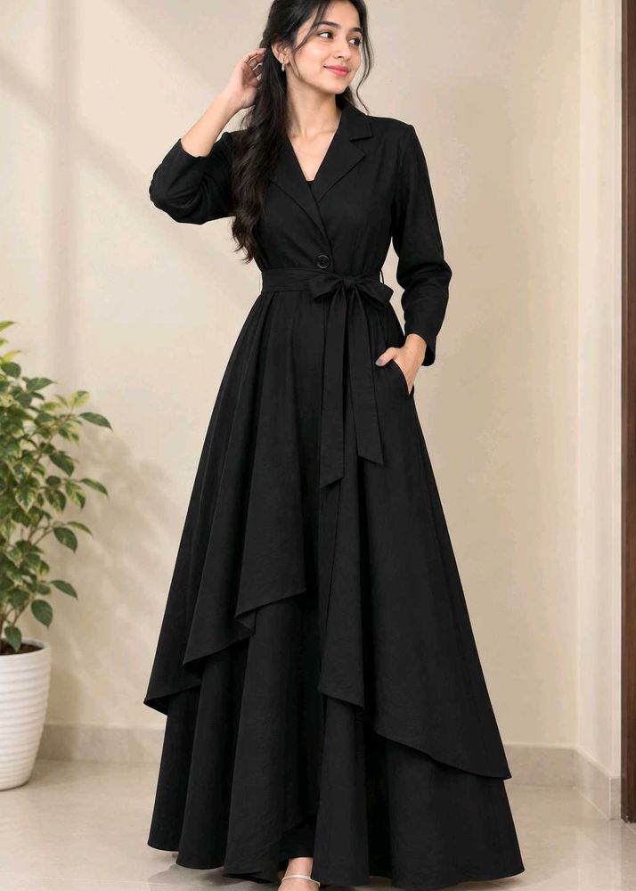 Chic Black Maxi Dress with Belt