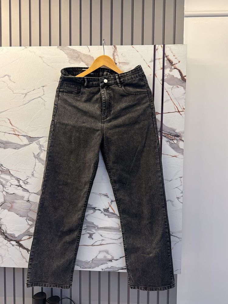 Grey Wash Wide Leg Jeans