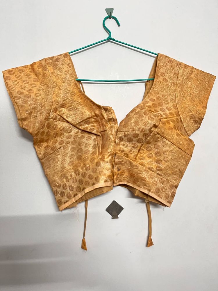 Elegant Gold Brocade Blouse