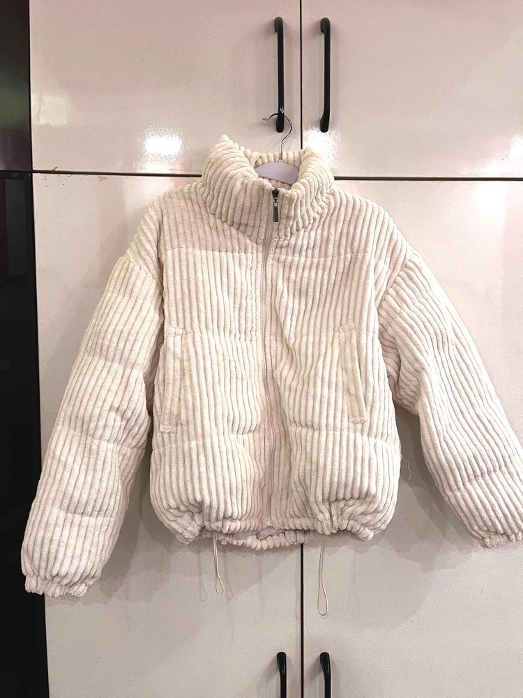 Cream Corduroy Puffer Jacket