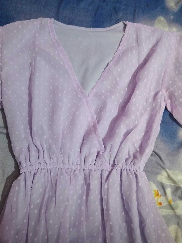 Lavender Polka Dot Mini Dress