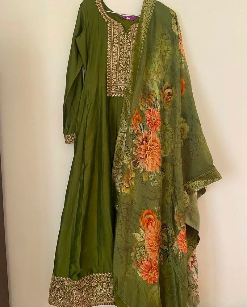 Regal Olive Green Anarkali Set
