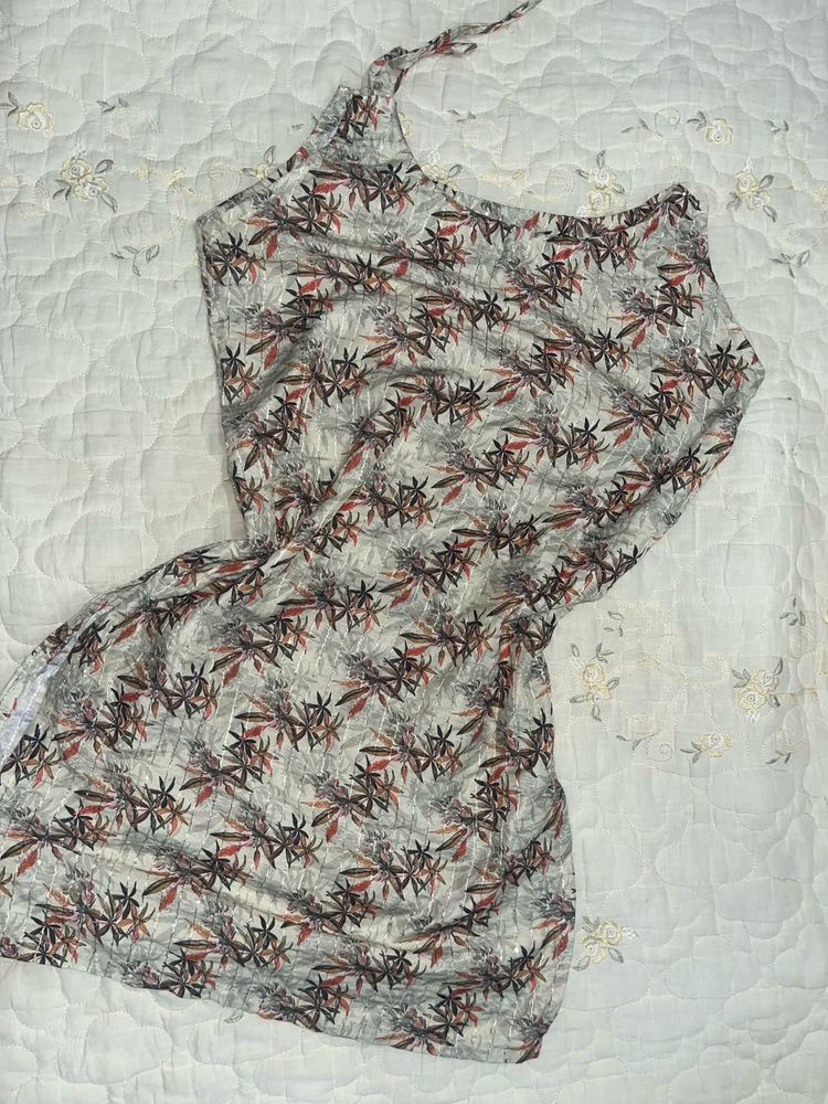 Floral Print One shoulder Tie-up Kurti