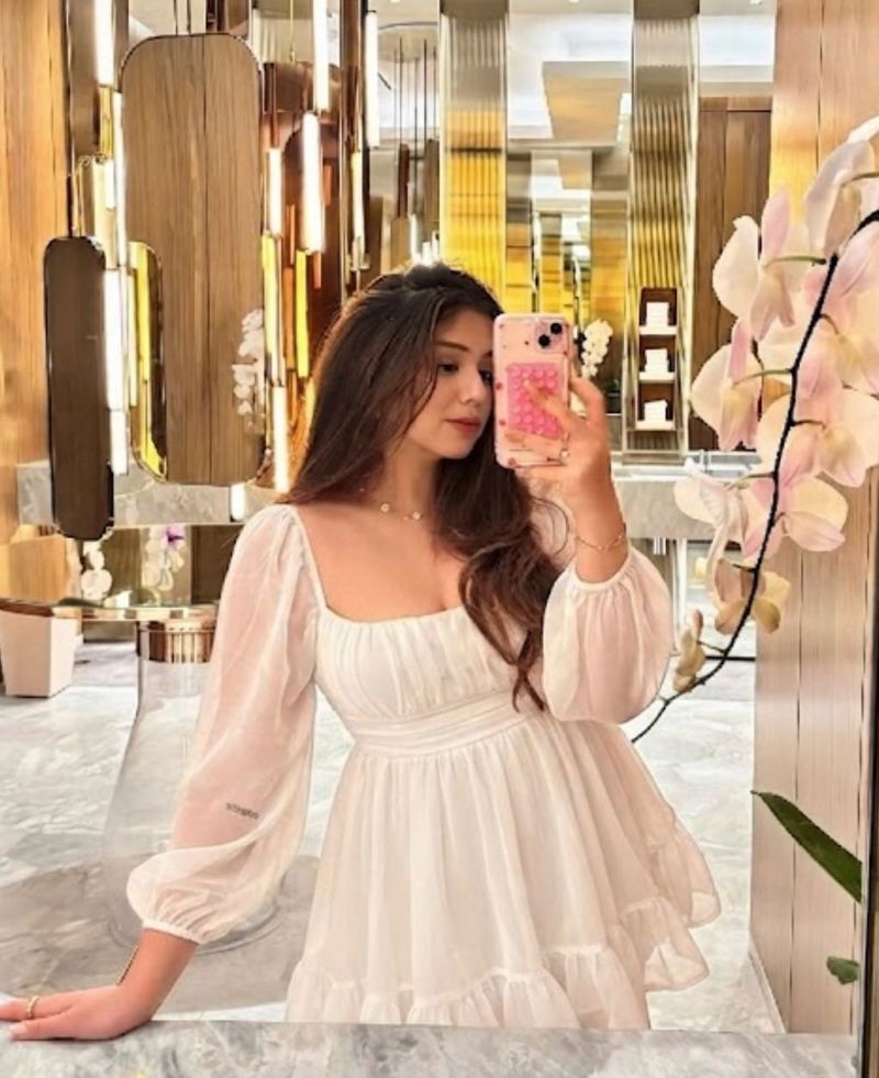 White Puff Sleeve Flowy Mini Dress