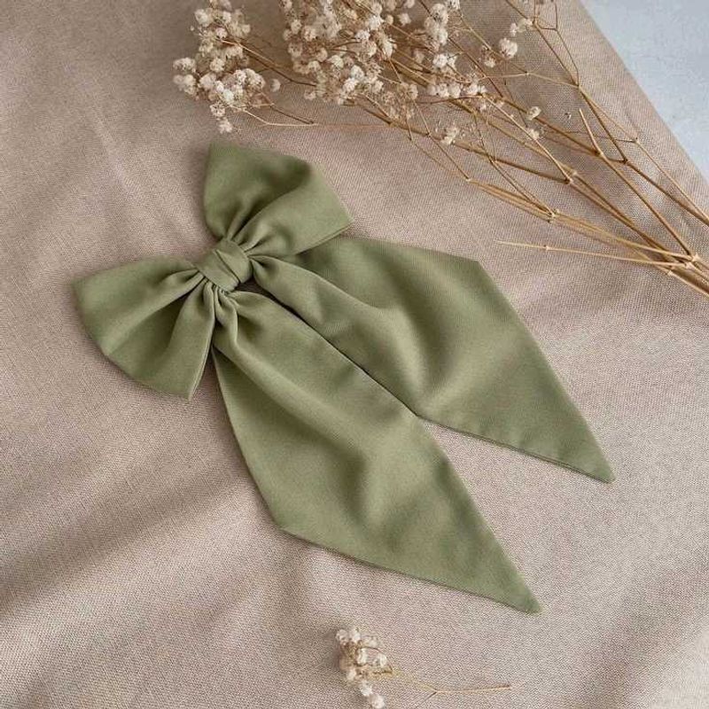 Elegant Sage Green Bow Hair Clip