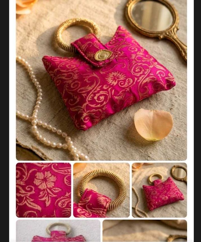 Brand New Pink Brocade Mini Bag