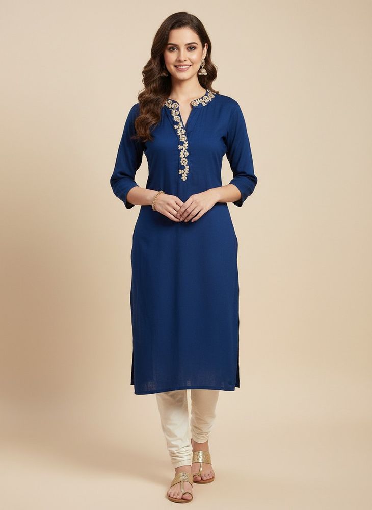 Elegant Blue Embroidered Kurta