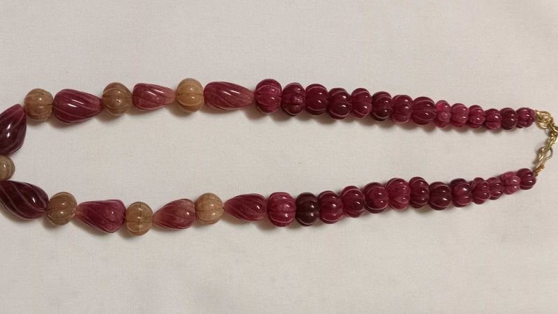 Unique uncut ruby Beaded Necklace