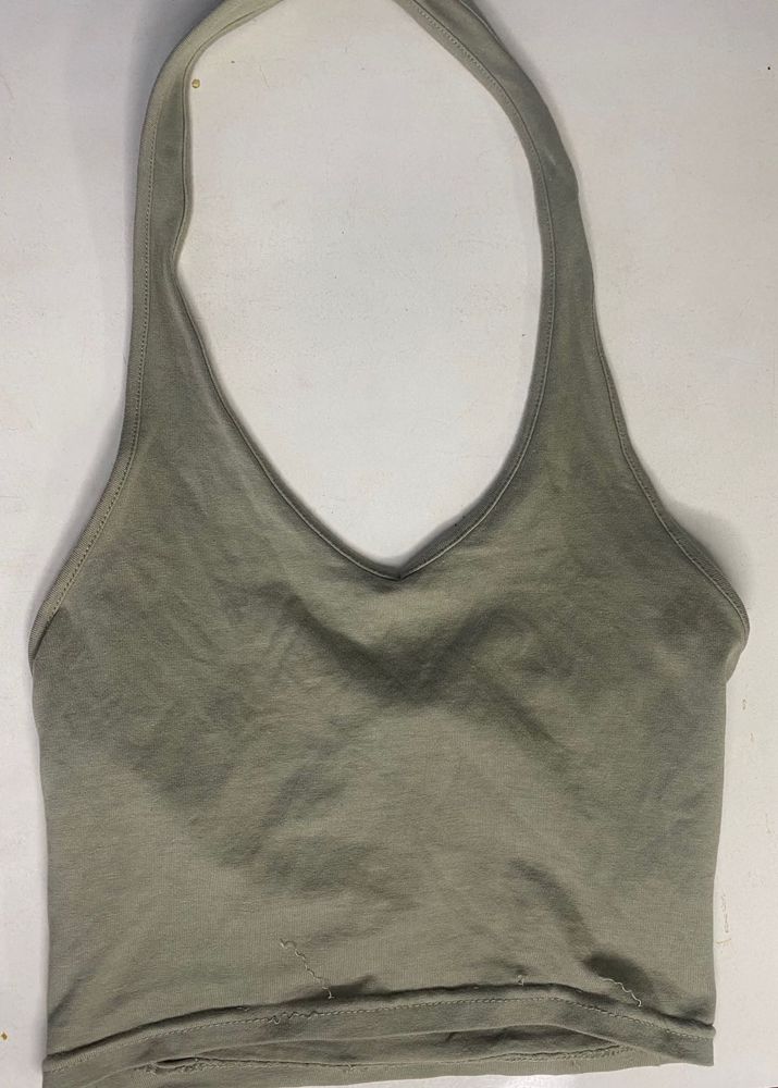 Vintage Wash Halter Neck Crop Top