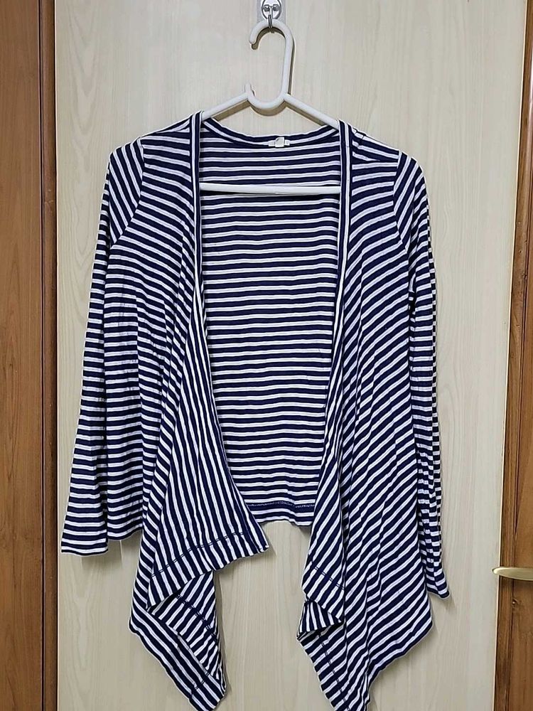 Striped Open Front Cardigan Shrug