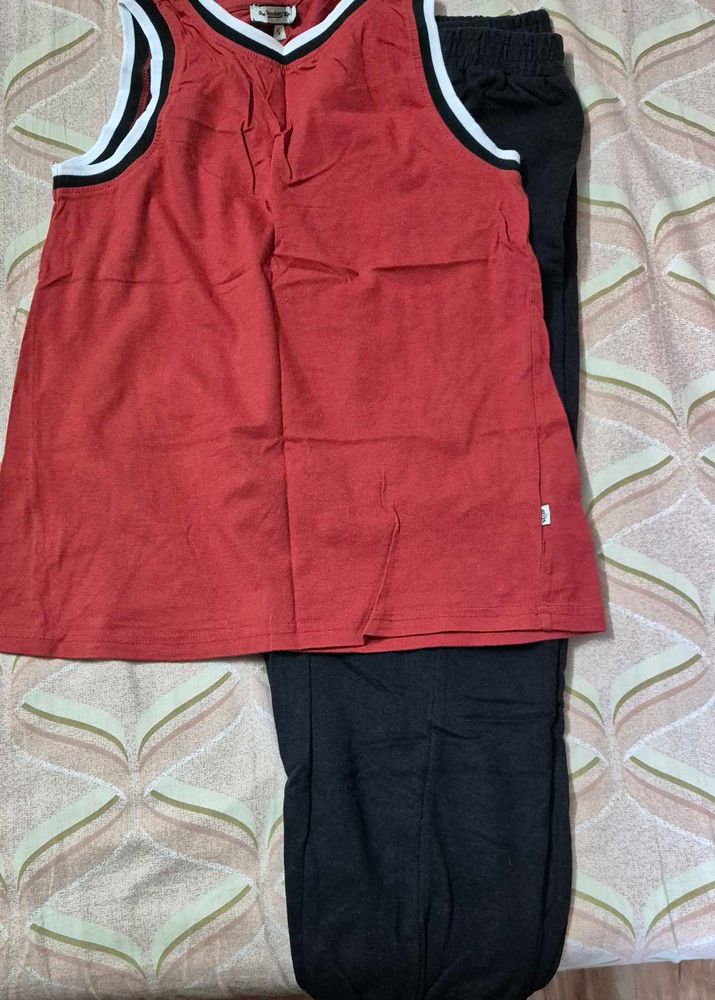 Red Basketball Tank &amp; Joggers Set