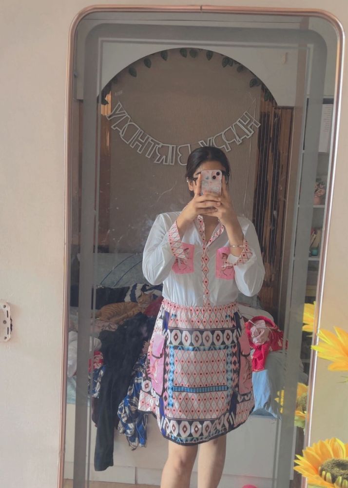 cute shirt and skirt coordset