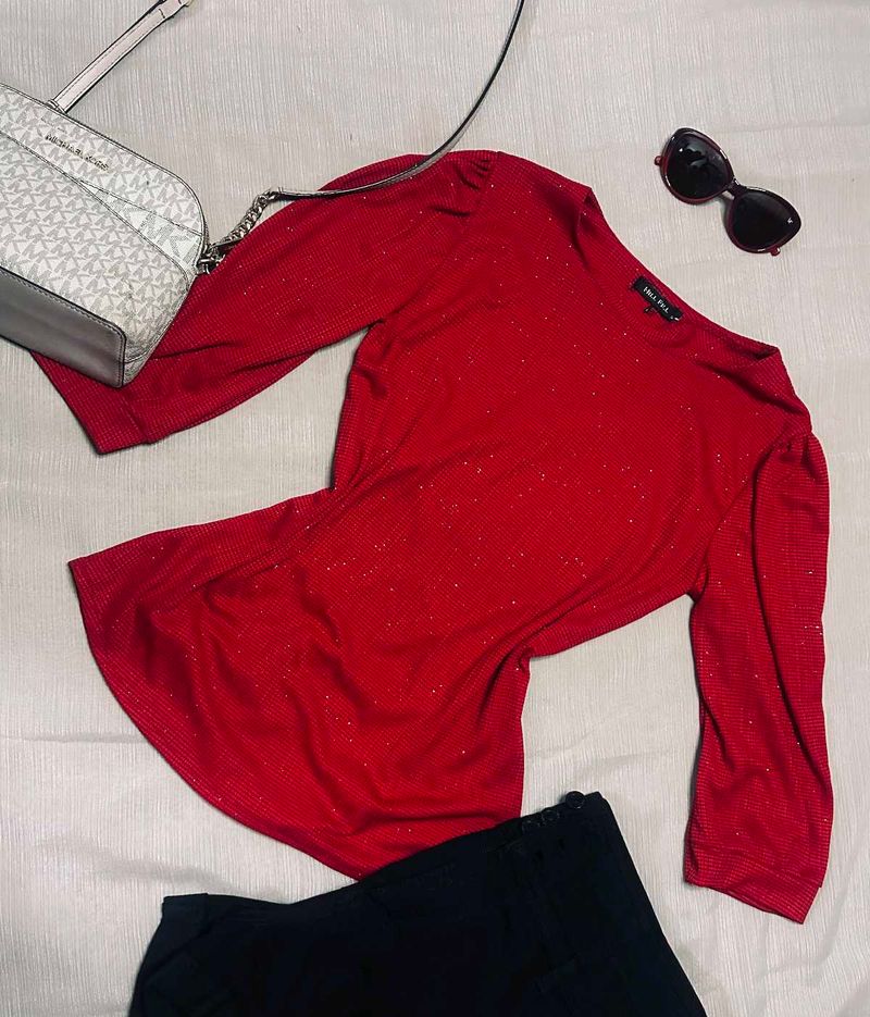 Sparkly Red Long Sleeve Top