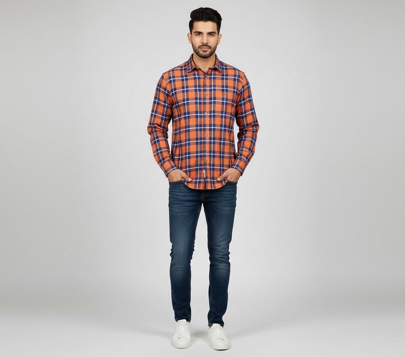 Orange Cyril Plaid Shirt